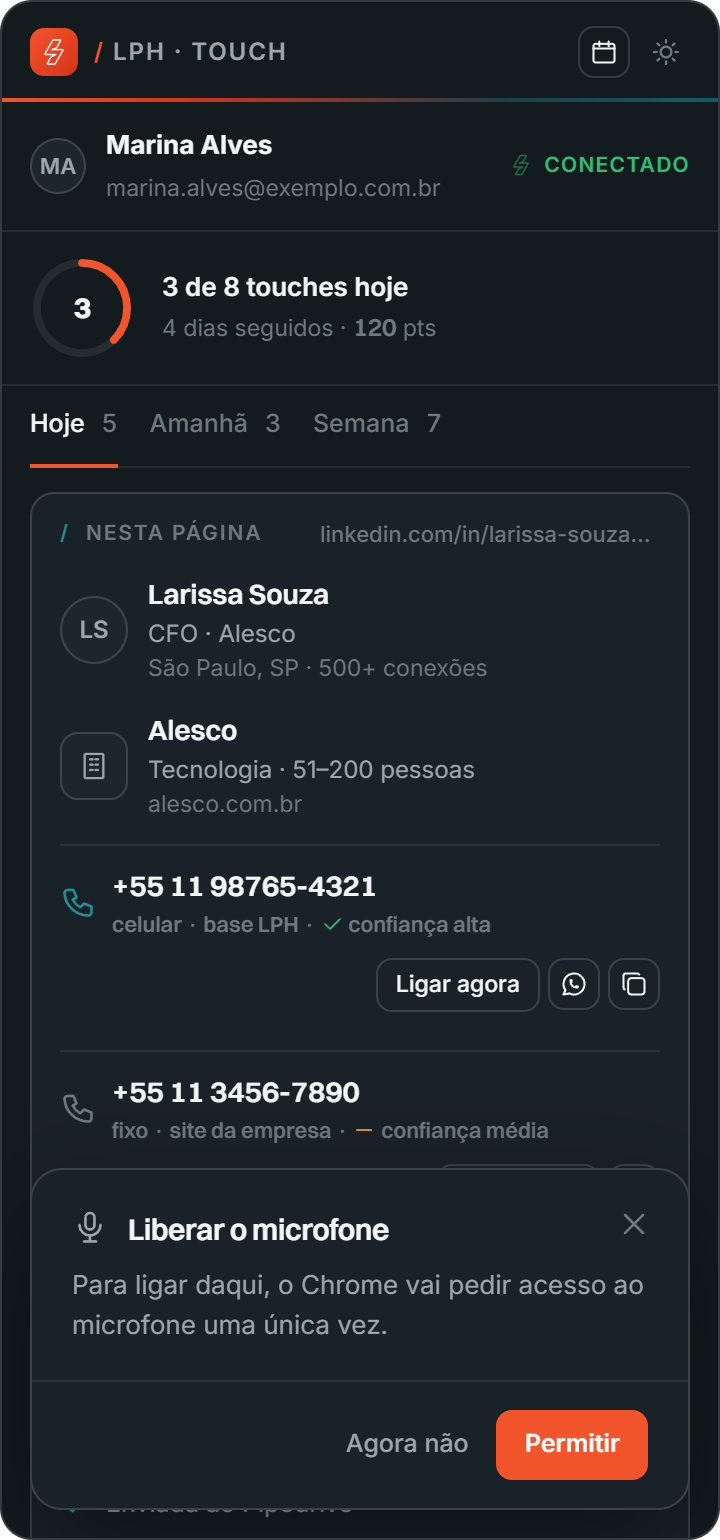 Tela: Permissão do microfone