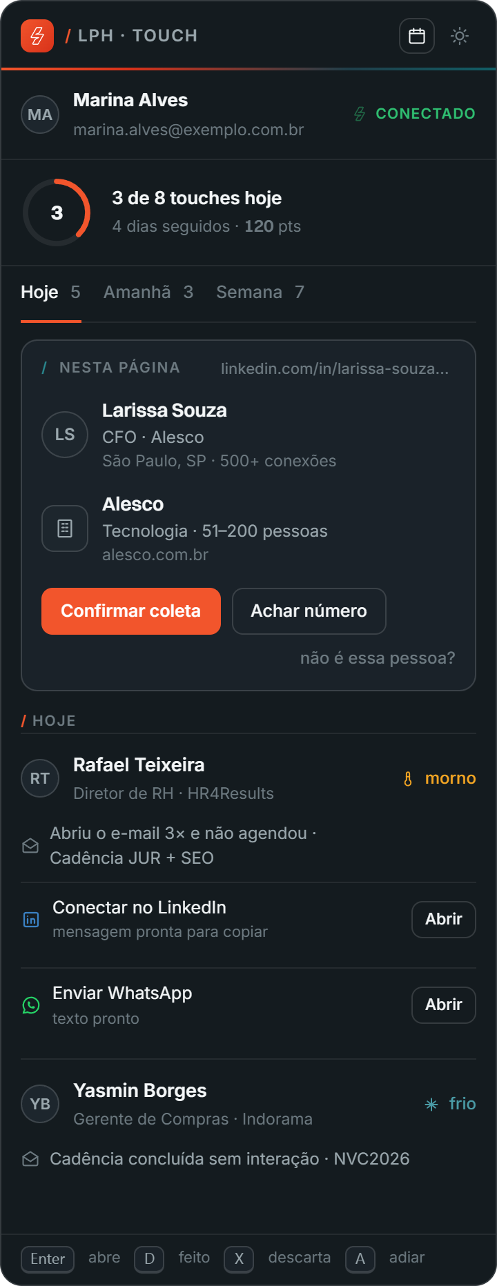 Tela: Perfil reconhecido
